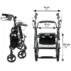 Andador Silla De Ruedas (2 en 1), Andadores con Silla para Personas Mayores Adultos Negro - Image 5