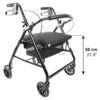 Andadores para Adultos, Andador para Personas Mayores con Asiento 4 Ruedas Freno Maneta Negro - Image 7