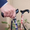 Bastón Plegable, Bastones para Andar Personas Mayores Flores Azul - Imagen 4