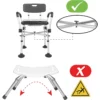 Silla Ducha Acolchado (150 kg), Sillas Baño para Mayores, Asiento Negro - Imagen 6