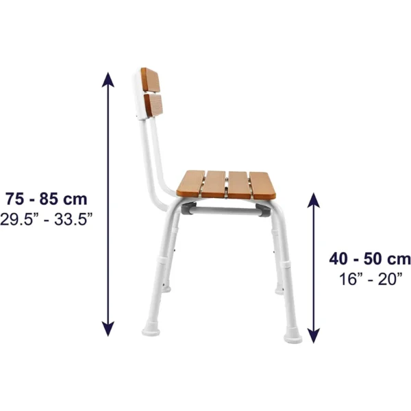 Silla para Ducha (136 kg), Sillas Baño para Mayores, Asiento Efecto Madera - Image 7