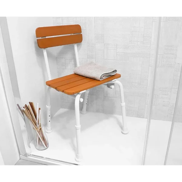 Silla para Ducha (136 kg), Sillas Baño para Mayores, Asiento Efecto Madera - Image 4