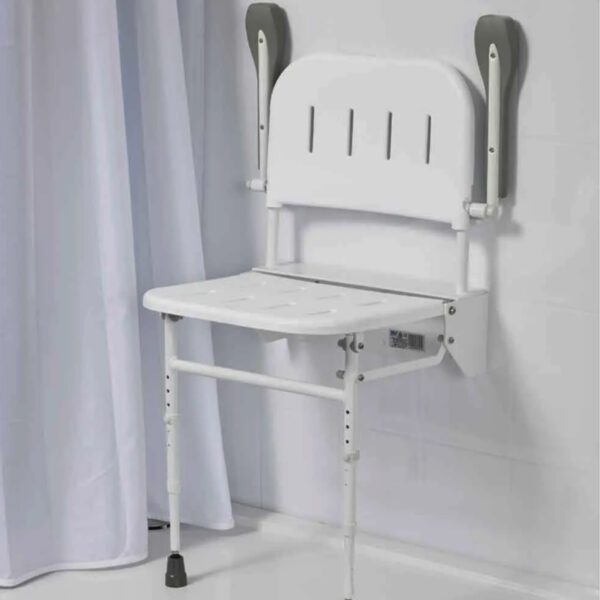 Asiento abatible de ducha con respaldo y reposabrazos - Imagen 2