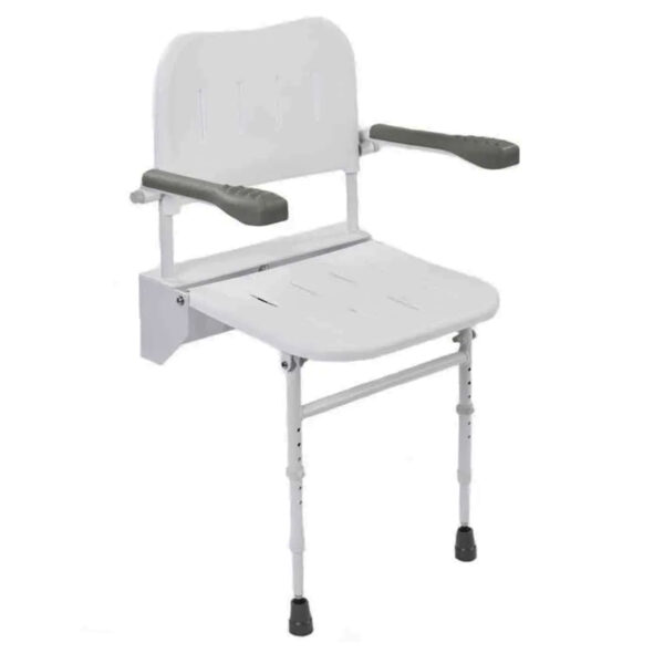 Asiento abatible de ducha con respaldo y reposabrazos - Imagen 4